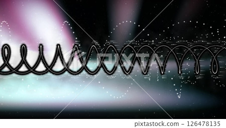 Image of dna strand and data processing on black background 126478135