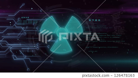 Image of fan icon, digital data processing and scope scanning 126478163