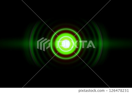 Abstract color light circle with sound waves oscillating, technology background 126478231