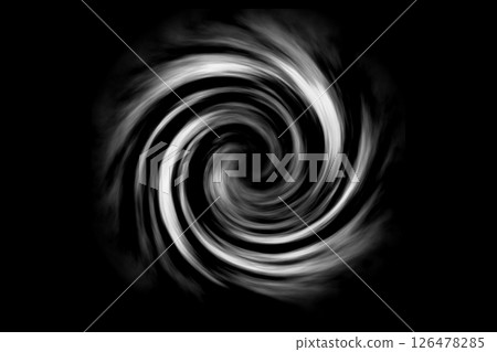 Glowing spiral tunnel with light fog on black background 126478285
