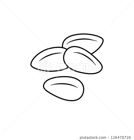Cedar nut, silhouette, badge. Vector linear illustration isolated on a white background for website design of products, applications, printing 126478726