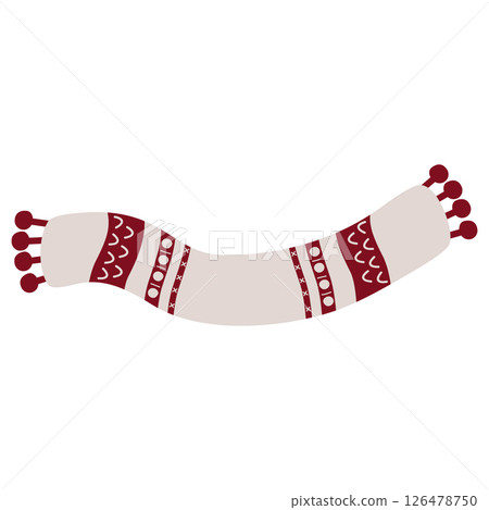 Winter knitted warm scarf with a pattern. Cute vector illustration. For a holiday card, banner, menu, flyer. Winter knitted warm scarf with a pattern. Cute vector illustration. For a holiday card, banner, menu, flyer. 126478750