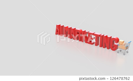The Red Ai marketing and shopping cart on white Background 3d Rendering. The Red Ai marketing and shopping cart on white Background 3d Rendering. 126478762