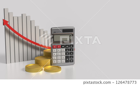 The Calculator and coins for business concept 3d Rendering. The Calculator and coins for business concept 3d Rendering. 126478773