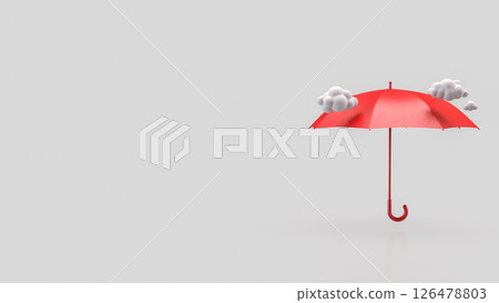 The Red umbrella on white Background  for rainy concept 3d Rendering. 126478803