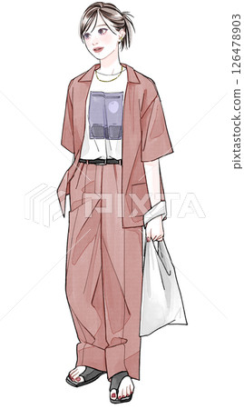 A woman wearing a brown suit 126478903