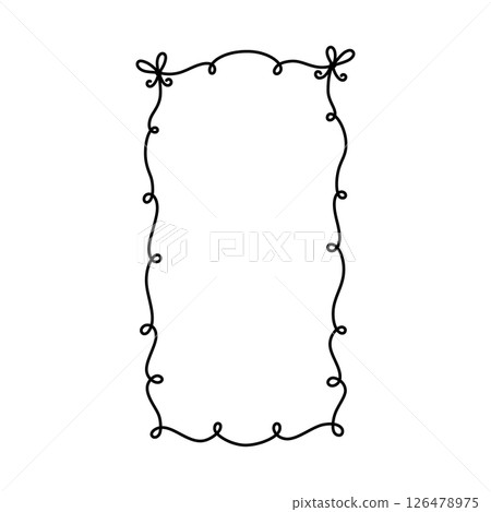 Ribbon bow doodle frame. Hand drawn vintage bow border. Doodle line wedding invite. Cute hand drawn rectangle frame. Decorative valentine card. Vector illustration isolated on white background Ribbon bow doodle frame. Hand drawn vintage bow border. Doodle line wedding invite. Cute hand drawn rectangle frame. Decorative valentine card. Vector illustration isolated on white background 126478975