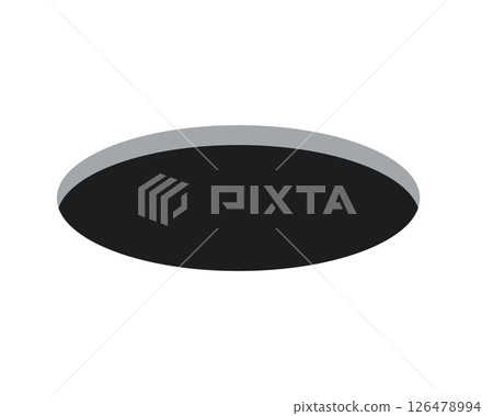Golf field hole for ball. Rabbit or mouse round hole in ground. 3d perspective circle icon. Vector illustration isolated on white background 126478994