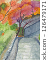 Hand-painted watercolor painting "Autumn leaves on a mountain path" 126479171