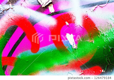 Vibrant Graffiti Art with Red, Green, Pink, and Black for Urban 90s Style 126479184