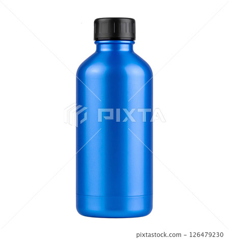 Clear plastic water bottle, full and fresh, isolated on a clean white background 126479230