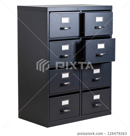 Black filing cabinet on white background 126479263
