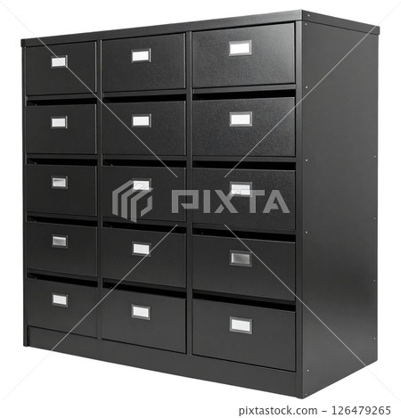 Black filing cabinet on white background 126479265