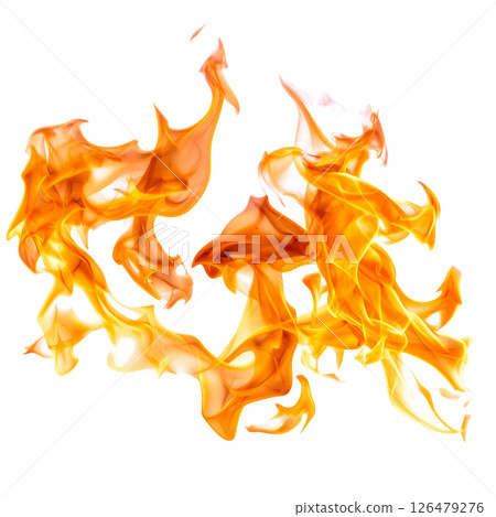 Bright vector illustration of hot burning orange and yellow fiery flames for a blazing inferno design 126479276