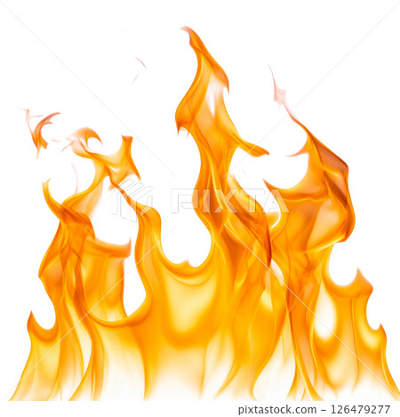 Bright vector illustration of hot burning orange and yellow fiery flames for a blazing inferno design 126479277