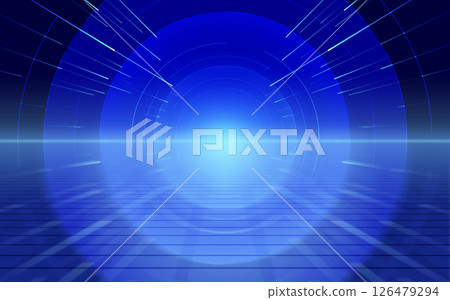 Blue extended tunnel space sense technology background 126479294