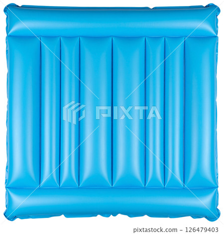 Empty blue plastic container isolated on a white background, perfect for a clean refrigerator shelf 126479403