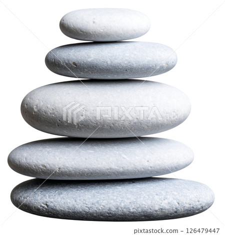 A tranquil stack of balanced gray zen stones 126479447