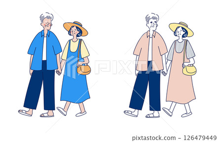 Summer outing senior couple set Summer outing senior couple set 126479449