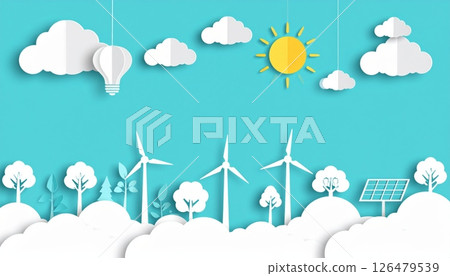 Set of four seasons vector banners with winter snow, summer landscape, spring clouds, and nature illustration design elements 126479539