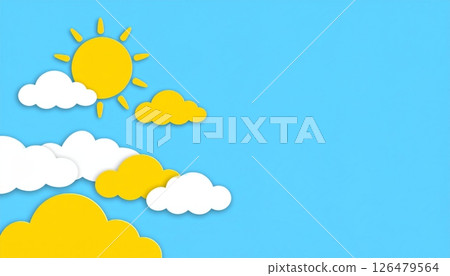 Blue sky cloudscape with cartoon summer weather pattern 126479564