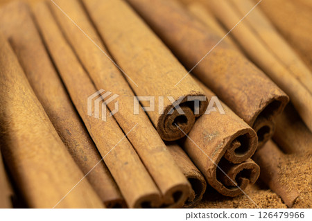 Cinnamon sticks, natural macro texture Cinnamon sticks, natural macro texture 126479966