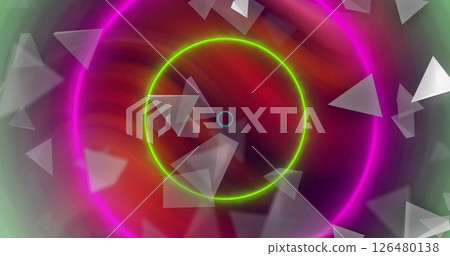 Image of neon circles over shapes moving Image of neon circles over shapes moving 126480138