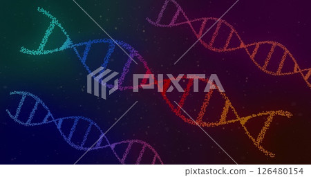 Image of spots moving over dna strand 126480154