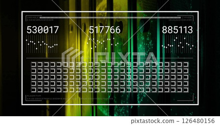 Image of data processing over server room Image of data processing over server room 126480156