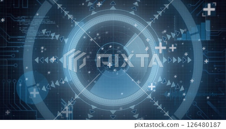 Image of data processing over diagrams and scope scanning 126480187
