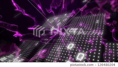 Image of binary coding over purple shapes Image of binary coding over purple shapes 126480204