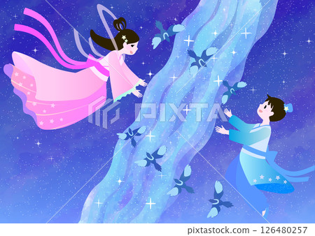 銀河與織姬與彥星的插圖 126480257