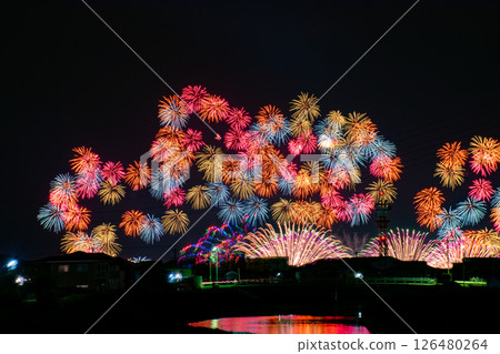 Fireworks at the Tsu Fireworks Festival in Tsu City, Mie Prefecture 126480264