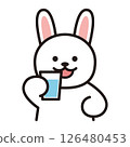 A simple illustration of a rabbit drinking water 126480453
