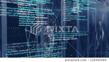 Image of data processing over server room Image of data processing over server room 126480464