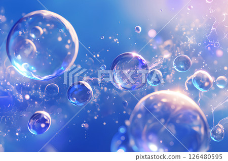 Dynamic, beautiful blue water droplets (pastel colors) 126480595