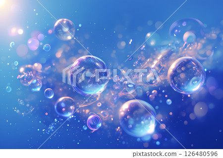Dynamic, beautiful blue water droplets (pastel colors) 126480596