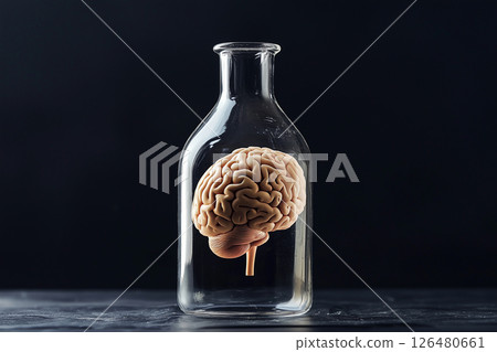 human brain in a glass medical flask human brain in a glass medical flask 126480661