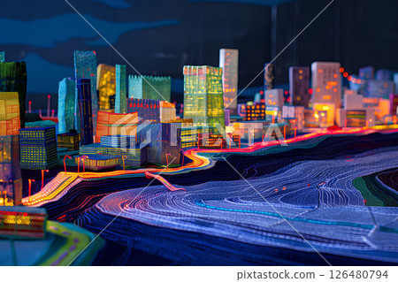 Colorful beautiful urban night view texture 126480794