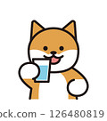 A simple illustration of a Shiba Inu drinking water 126480819