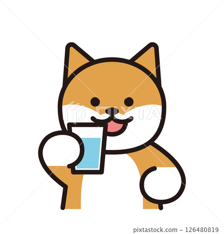 柴犬喝水的簡單插圖 126480819