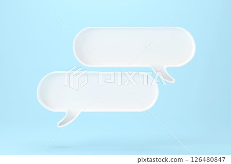 Two blank white speech bubble pin isolated on white background ,3D rendering 126480847