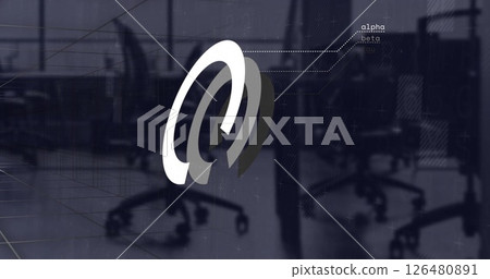 Image of scope and data processing over empty office 126480891