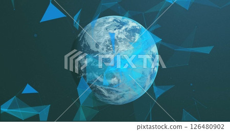 Image of network of connections over globe on black background Image of network of connections over globe on black background 126480902