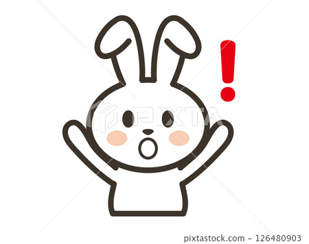 Illustration of a cute surprised white rabbit Illustration of a cute surprised white rabbit 126480903
