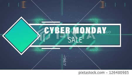 Image of cyber monday sale text over data processing and scanning 126480985
