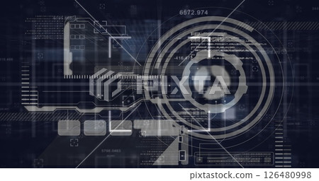 Image of data processing and scope scanning on black background 126480998