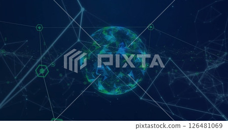 Image of network of connections over globe 126481069