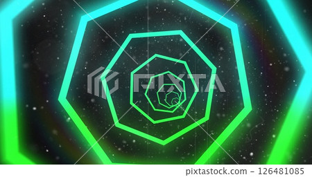 Image of digital tunnel and light spots on black background Image of digital tunnel and light spots on black background 126481085