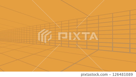 Image of digital tunnel on orange background 126481089